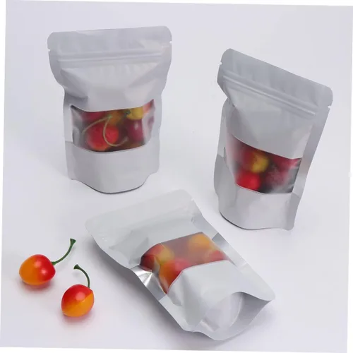 Miniatura 7 de 100 bolsas con cierre de cremallera aluminizadas con ventana transparente, bolsas de almacenamiento de alimentos para aperitivos y té, embalaje a
