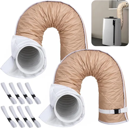 Miniatura 12 de Tlswshsy Funda acolchada para manguera de aire acondicionado, cubierta de manguera con aislamiento de CA con 4 correas de hebilla ajustables, funda