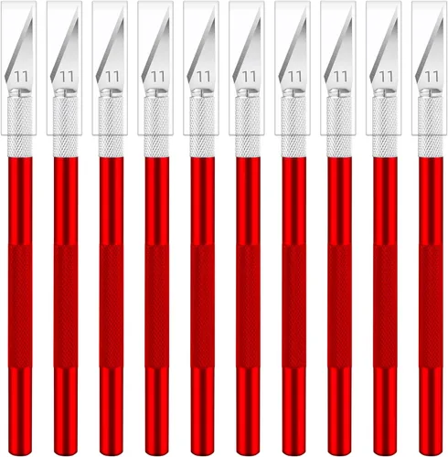 Miniatura 7 de Jetmore Juego de 10 cuchillos Exacto, cuchillo de precisión para manualidades, cuchillo de hobby, cuchillo de arte con cuchillas afiladas
