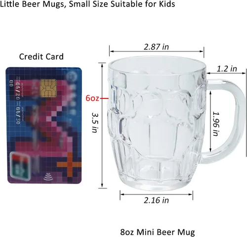 Miniatura 2 de Mini tazas de plástico para cerveza, 8 onzas, transparente con hoyuelos, adecuadas para niños/niños, aptas para lavavajillas, sin BPA (10 unidades)