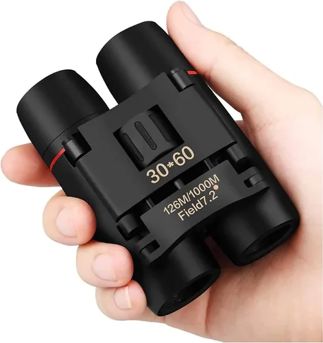 Binoculos compactos 30x60 para adultos e crianças, binóculos pequenos dobráveis, leves e de foco fácil para observação de pássaros, viagem, turismo,