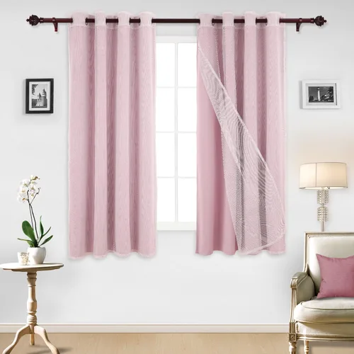 Miniatura 2 de Deconovo Cortinas opacas con ojales en la parte superior para mezclar y combinar con panel de aislamiento térmico, 2 piezas lavanda y 2 cortinas