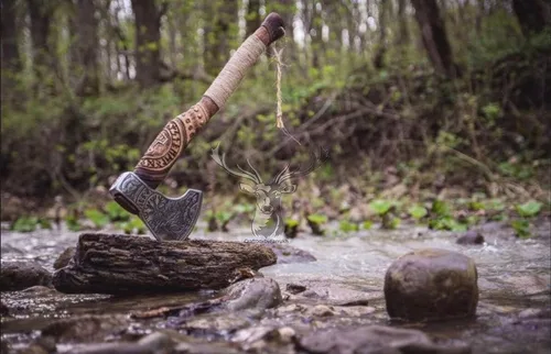 Miniatura 3 de Hacha vikinga forjada a mano de 22 pulgadas con vaina, hacha con vaina, hacha para hombres, hacha de supervivencia, hacha de campamento barbuda