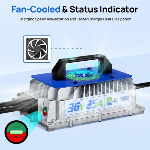 Miniatura 6 de DC HOUSE Cargador de batería de litio de 36 V 25 A, cargador rápido de 900 W, eficiencia de carga ≥ 93%, resistente al agua anticaídas