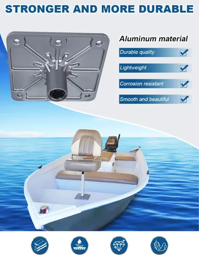 Miniatura 4 de MATINA Base de asiento de barco, pedestal y base de aluminio de 7 x 7 pulgadas con enchufe de poste de pasador de 3/4 pulgadas, accesorios de barco