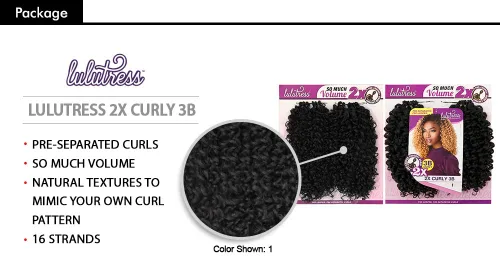 Miniatura 2 de Sensationnel - Trenzas de ganchillo de pelo sintético Sensationnel Lulutress 2X Curly 3B (paquete de 5, 1B)