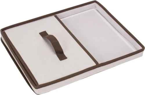 Miniatura 6 de Household Essentials 513 - Caja de almacenamiento con tapa y asa, lona beige natural con ribete marrón, tamaño grande