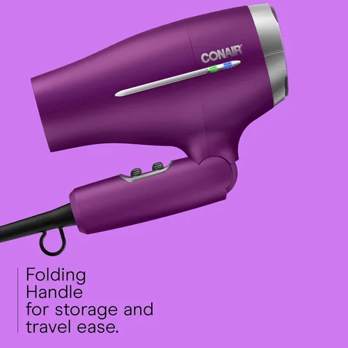 Miniatura 3 de Conair Worldwide Secador de pelo con mango plegable con concentrador y difusor, 1875W secador de pelo de viaje con tecnología de voltaje