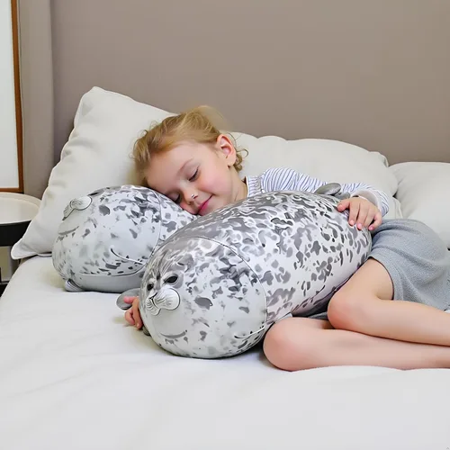 Miniatura 4 de Ryttir Animal de peluche grande de 24 pulgadas, diseño de focas suaves de peluche para dormitorio, divertidos regalos de San Valentín para mujeres
