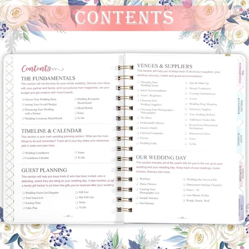 Miniatura 3 de Tullofa Planificador de Bodas – Libro Planificador de Bodas y Organizador para la Novia con 5 Secciones con Pestañas, 6.5 x 8.75 pulgadas, Tapa Dura
