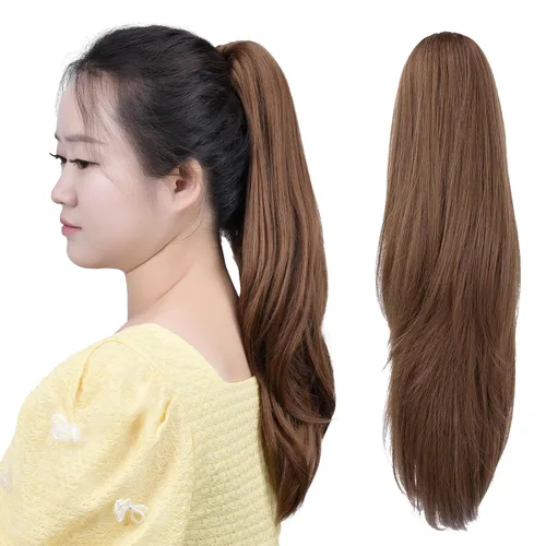 Miniatura 27 de Extensión de cola de caballo negra con clip de garra, ondulada, 10 pulgadas, 3.5 onzas, sintético, como verdaderos, postizos, para mujer, Yaki