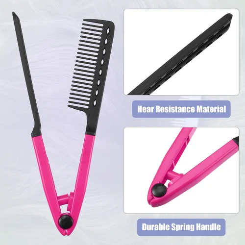 Miniatura 3 de VOCOSTE Peine para alisar el cabello, resistente al calor, peine para alisar el cabello, ABS, rojo