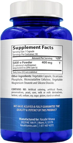 Miniatura 2 de SAM-E Suplemento de 400 mg Fácil absorción S-adenosil-L-metionina SAM-e 400mg para suplemento de apoyo óseo y estado de ánimo Fabricado