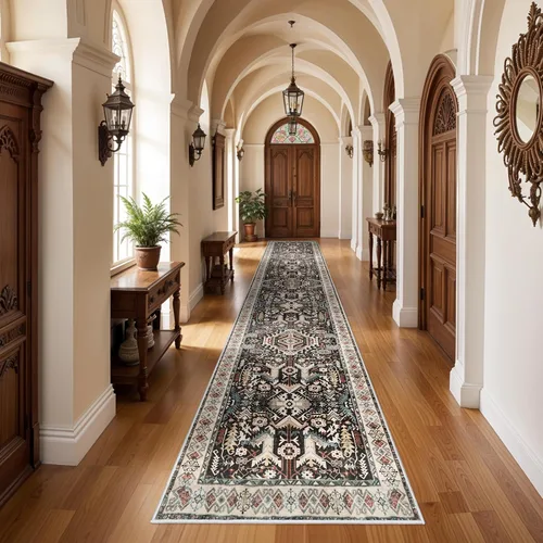 Miniatura 66 de Alfombra lavable para entrada de 2x3 pies - Alfombra pequeña de entrada vintage desgastada oriental antideslizante que no suelta pelusa, suave