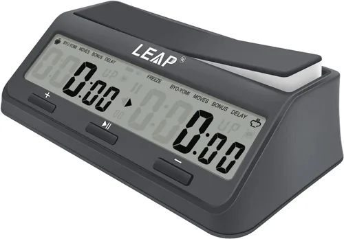 LEAP 9921 - Reloj de ajedrez con gran pantalla, programa actualizado Byo-yomi, retraso y bonus