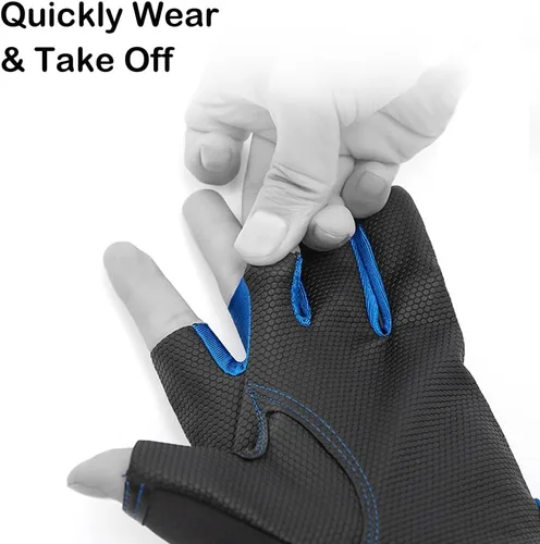 Miniatura 9 de SEIWEI Fishing Gloves 3 Fingers Cut Waterproof Sports Gloves Anti-Slip Windproof Gloves for Fishing Hunting Riding Cycling Hand Protectiion