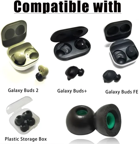 Miniatura 6 de Puntas de espuma viscoelástica para Galaxy Buds FE/Galaxy Buds+ / Galaxy Buds 2 – Puntas de repuesto, aislamiento de ruido, ajuste cómodo, 3 pares