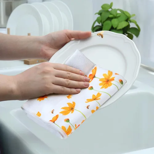 Miniatura 5 de 4 toallas de cocina de verano con flores amarillas para decoración de casa de campo, toalla de cocina absorbente de primavera, toallas de mano