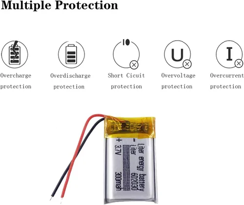 Miniatura 3 de Liter energy battery batería recargable 602030 del polímero de iones de litio de la batería 300mAh 3.7V Lipo con dos alambre