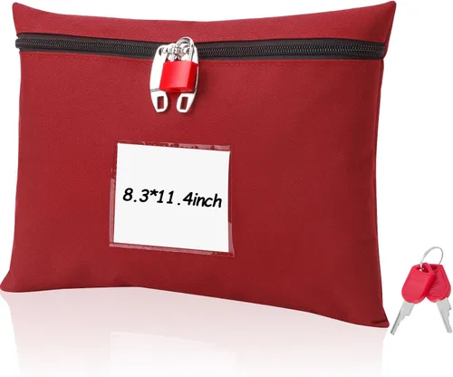 Miniatura 8 de Bolsa de dinero con cerradura y 2 llaves, bolsa de dinero para efectivo con cerradura de 11.4 x 8.3 pulgadas, bolsa de depósito bancario de dinero