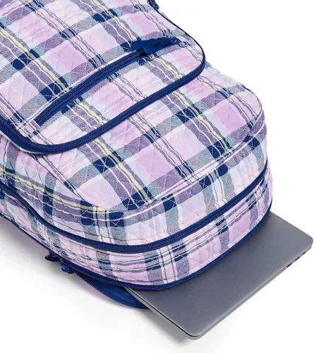 Miniatura 5 de Vera Bradley Mochila Campus de Algodón para Mujer, Amatista Plaid - Algodón Reciclado