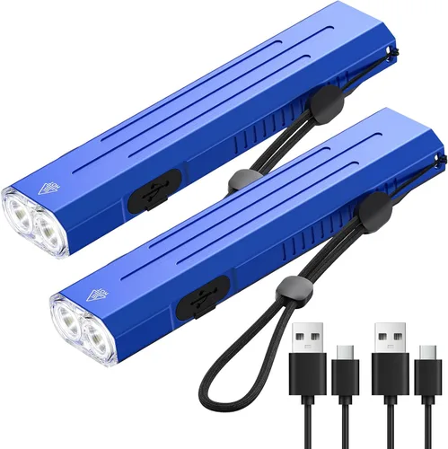 Miniatura 15 de Hoxida Linterna EDC recargable de alto lúmenes, mini linterna de bolsillo con botón estroboscópico táctico, linterna plana pequeña EDC magnética
