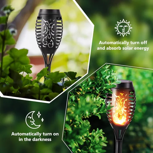 Miniatura 4 de Toodour Luces solares de Halloween para exteriores, paquete de 6 luces LED de llama parpadeante, luz solar impermeable para exteriores, iluminación