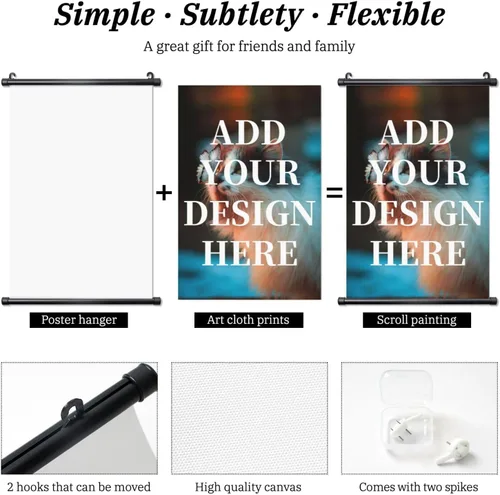 Miniatura 4 de QXYIYBU Póster colgante personalizado, diseño personalizado de tu propia foto, logotipo, texto, arte de pared, marco de madera ajustable, póster