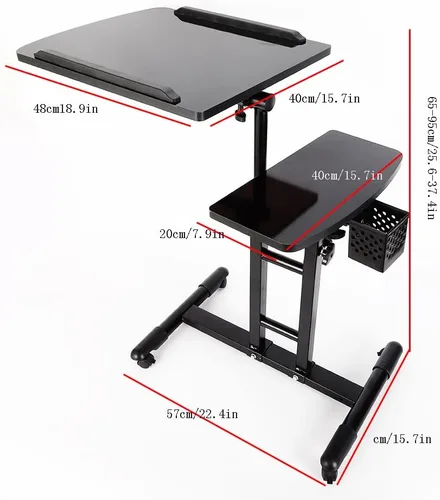 Miniatura 2 de Mesa de escritorio con soporte de estación de trabajo de tatuaje giratoria, bandeja de banco de trabajo de tatuaje portátil negra, suministro