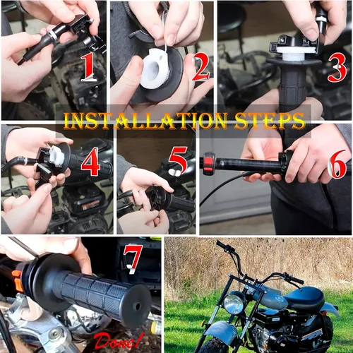 Miniatura 5 de Empuñaduras y cable del acelerador para ATV Quad Pit / Dirt Bike Baja Mini Bike Mb165 Mb200 196cc 200cc Doodlebug Bike Compatible con barra de 22mm
