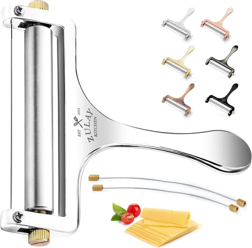 Miniatura 9 de Zulay Kitchen Cortador de queso de alambre de acero inoxidable, cortador de queso de mano ajustable con 2 cables adicionales, afeitadora de queso