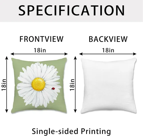 Miniatura 7 de Hexagram Juego de 4 fundas de almohada de primavera y verano de 16 x 16 pulgadas, diseño de margaritas florales para exteriores, funda de cojín azul