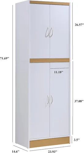 Miniatura 3 de Hodedah Despensa de cocina de 4 puertas, 4 estantes, 5 compartimentos