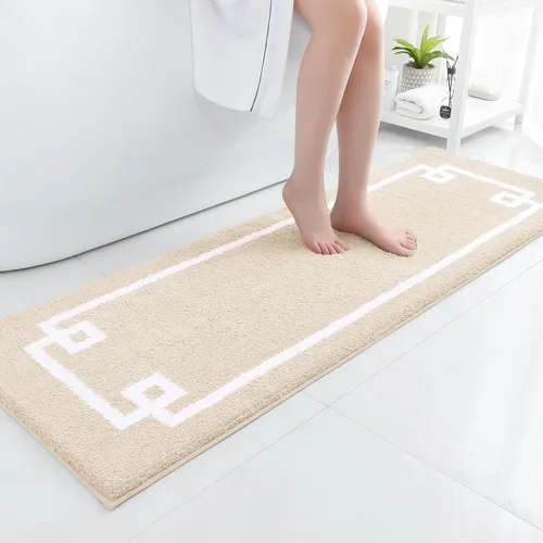 Miniatura 13 de HOMEIDEAS Alfombra de baño, suave y absorbente de agua, alfombra de microfibra de felpa esponjosa antideslizante para bañera y ducha