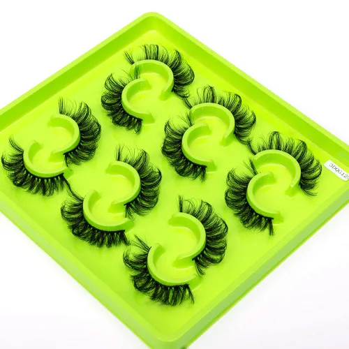 Paquete de 6 pares de pestañas postizas esponjosas de imitación natural de visón sintético 3D (3DQG-125)