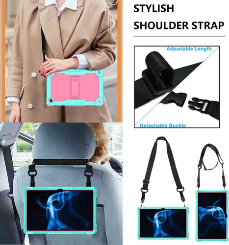 Miniatura 2 de Para Onn 10.4 Tablet Pro 2023 Modelo: 100110603 Funda protectora híbrida de alta resistencia con correa para el hombro para Walmart Onn 10.4 Tablet