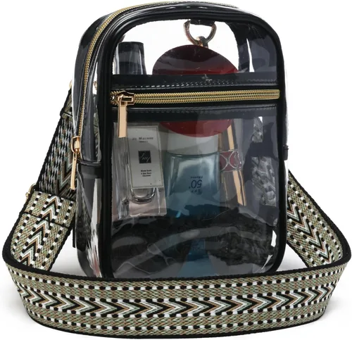 Bolso cruzado aprobado por estadios para mujer, bolsa transparente para estadios para eventos deportivos, conciertos