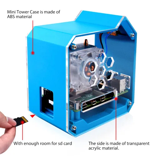 Miniatura 7 de GeeekPi Kit de mini torre con fuente de alimentación QC3.0 para Raspberry Pi 4, Pi 4 con enfriador de torre ICE, módulo OLED de 0.96 pulgadas