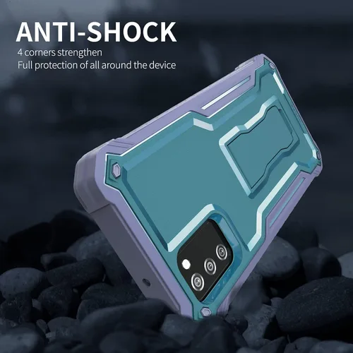 Miniatura 6 de Funda para Samsung Galaxy A02S, protección de grado militar, doble capa, a prueba de golpes, con protector de pantalla HD de vidrio templado y Azul