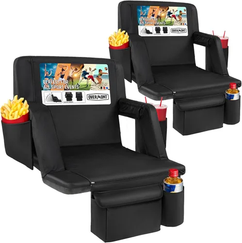 Overmont 2 Piezas Asientos para Estadio con Soporte para la Espalda - Cojín Acolchado de 2.8'' Asiento Reclinable de Gradería de 6 Posiciones con