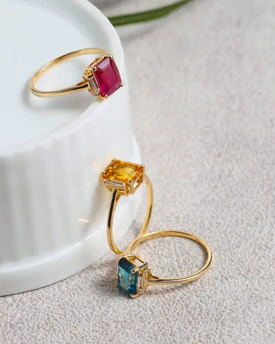 Miniatura 5 de YoTreasure Anillo de topacio blanco de 1.91 quilates, topacio azul de Londres, joyería de oro amarillo de 14 quilates, Metal Metal Piedra preciosa