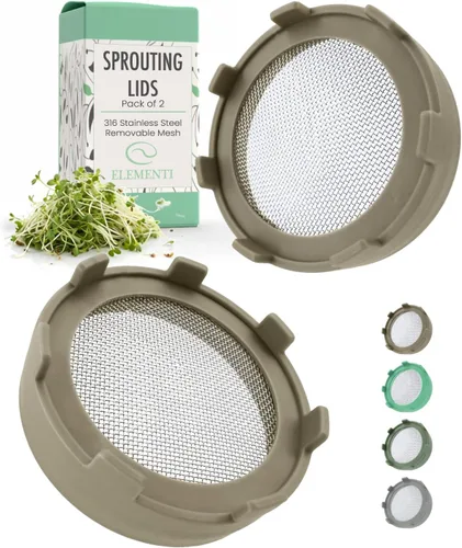 Miniatura 11 de Elementi - Tapas para germinar para tarros de boca ancha (juego de 2), kit de tarro de germinación para brotes orgánicos, kit de cultivo de brotes