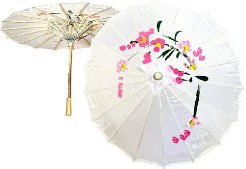 Miniatura 2 de TJ Global Pack de 2 sombrillas japonesas chinas tamaño 22.0 in para bodas, fotografías, disfraces, cosplay, decoración y otros eventos, 2 paraguas