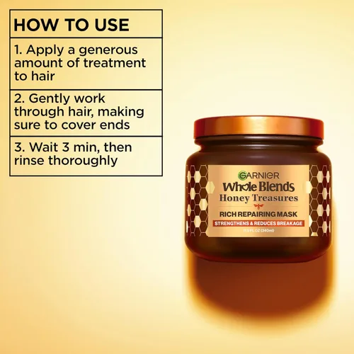 Miniatura 7 de Garnier Whole Blends Honey Treasures - Champú reparador, acondicionador + máscara capilar para cabello seco y dañado (3 artículos), 1 kit