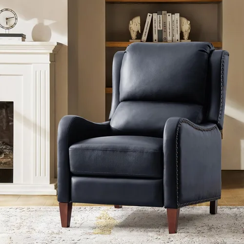 Miniatura 36 de HULALA HOME Silla Reclinable de Cuero Genuino, Sillón Reclinable Moderno de Empuje hacia Atrás con Asiento Grueso, Respaldo y Reposapiés, Decoración