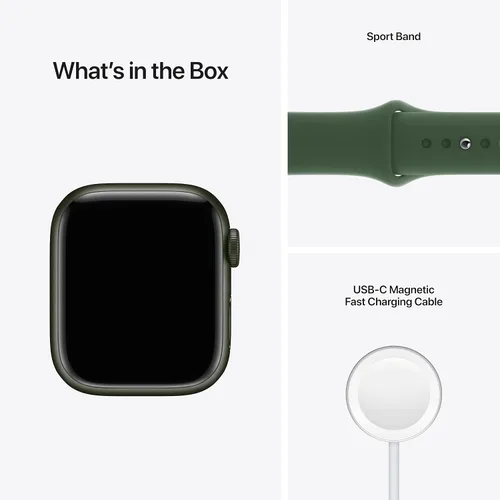 Miniatura 5 de Apple Watch Series 7 [GPS 41mm] Reloj inteligente con caja de aluminio verde y correa deportiva Clover. Rastreador de actividad física, aplicaciones