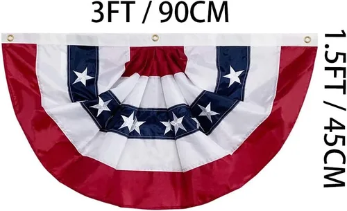 Miniatura 3 de Jayus Bandera de Estados Unidos bordada de 1.5 x 3 pies, bandera plisada de Estados Unidos con estrellas bordadas, bandera patriótica de medio