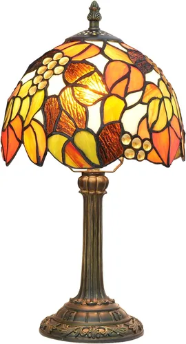 Miniatura 10 de Lámpara de mesa pequeña Tiffany verde de vidrio teñido con cola de pavo real para dormitorio, estilo retro, decoración única, linda y divertida