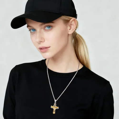 Miniatura 113 de Eusense San Miguel San Cristóbal San Benito San Judas Virgen María Collar chapado en oro 925 joyería religiosa para hombres y mujeres, collar