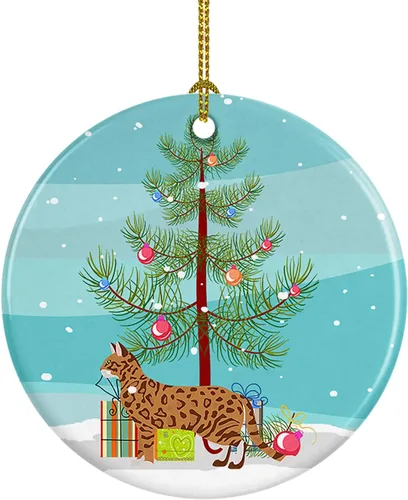 Miniatura 198 de Caroline's Treasures Adorno de cerámica con texto en inglés "Merry Christmas" para colgar en el árbol de Navidad, decoración para el hogar, Navidad